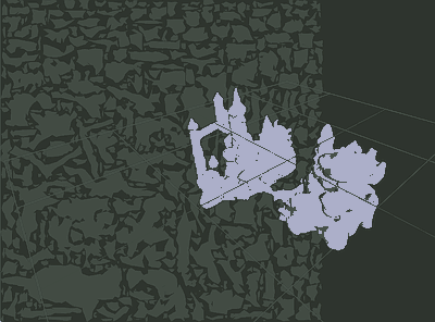 Proxy low-poly mesh generated in my testbed, with its UV atlas.