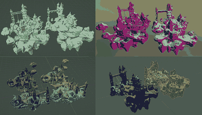 Directly generating a low-poly mesh, without decimation. In the bottom-right, an extreme version.