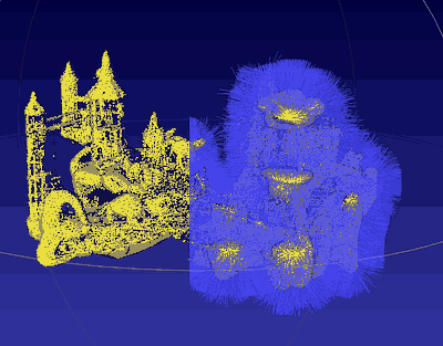 A fuzzy point cloud (points and normals).