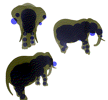 Comparison of the original elephant and its approximation. Using 32 primitives.